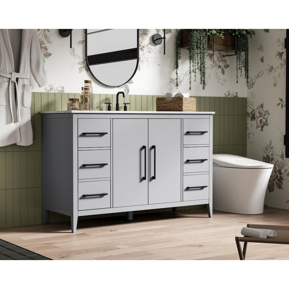 54 Inch Single Bathroom Vanity In Grey. Picture 3