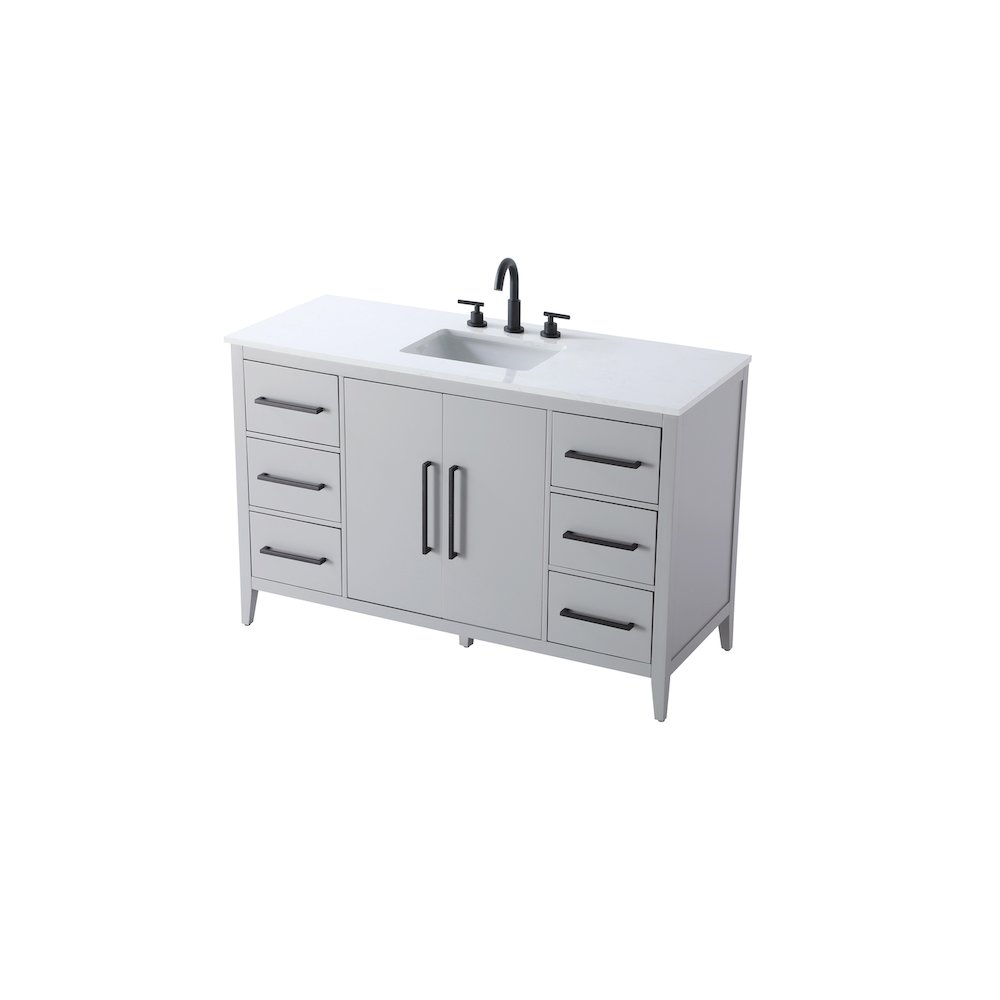 54 Inch Single Bathroom Vanity In Grey. Picture 6