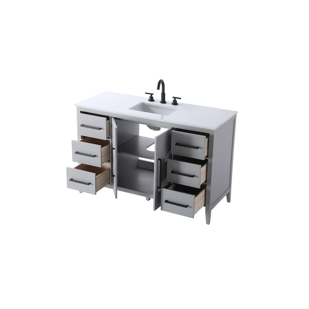 54 Inch Single Bathroom Vanity In Grey. Picture 7