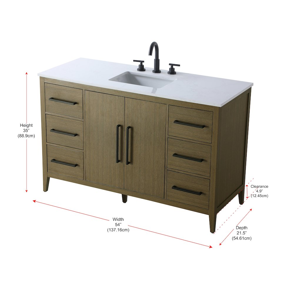 54 Inch Single Bathroom Vanity In Chestnut Brown. Picture 13