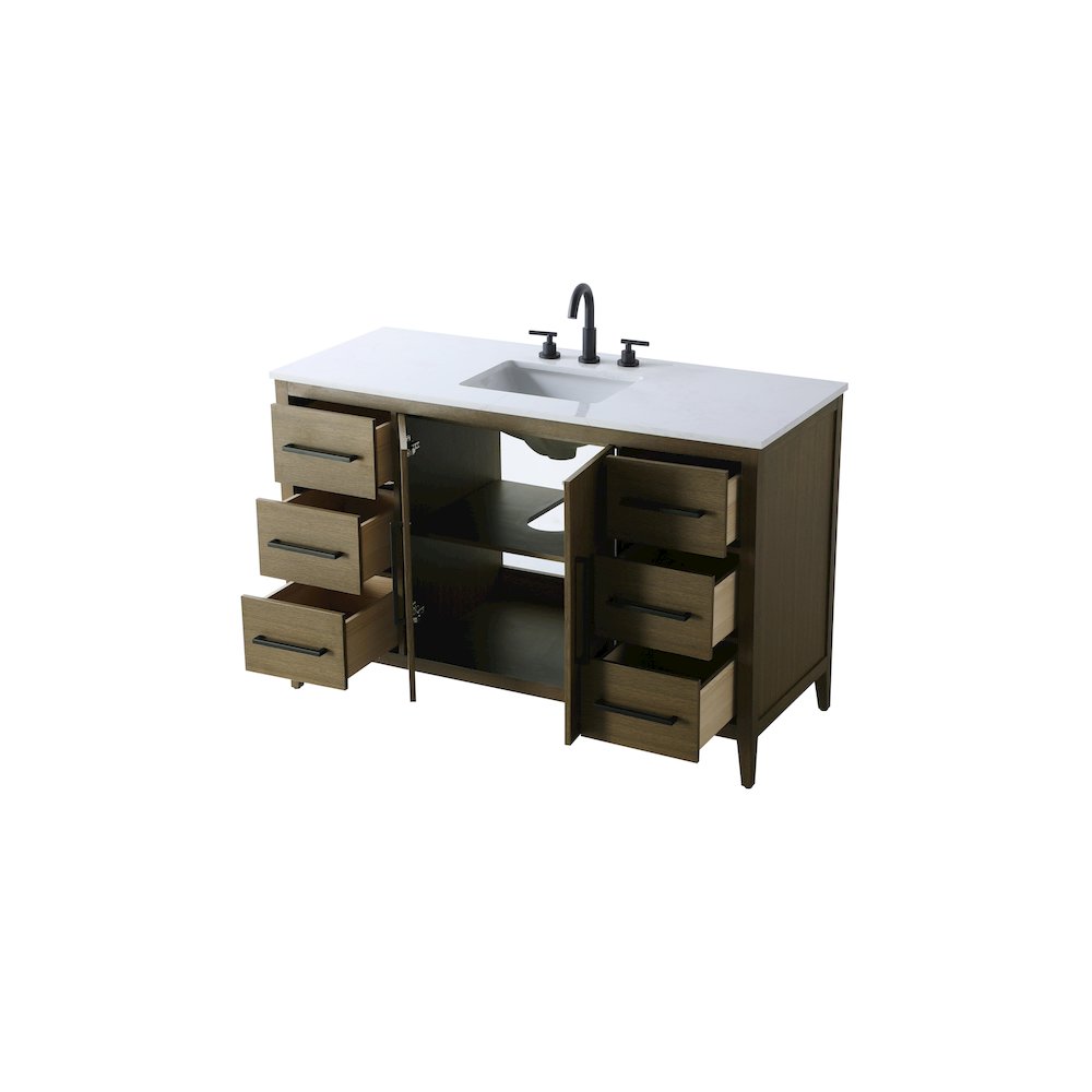 54 Inch Single Bathroom Vanity In Chestnut Brown. Picture 7