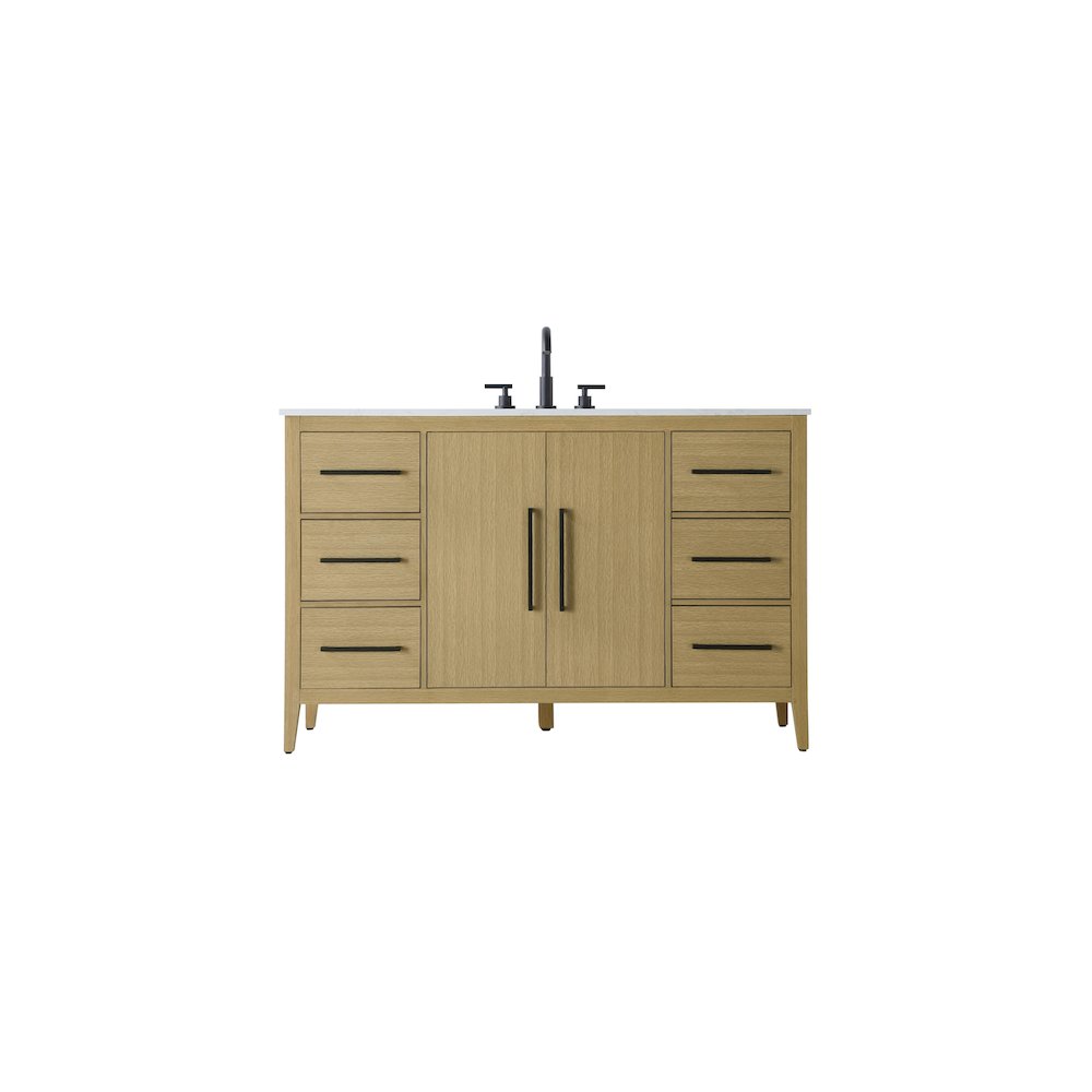 54 Inch Single Bathroom Vanity In Honey Brown. Picture 1