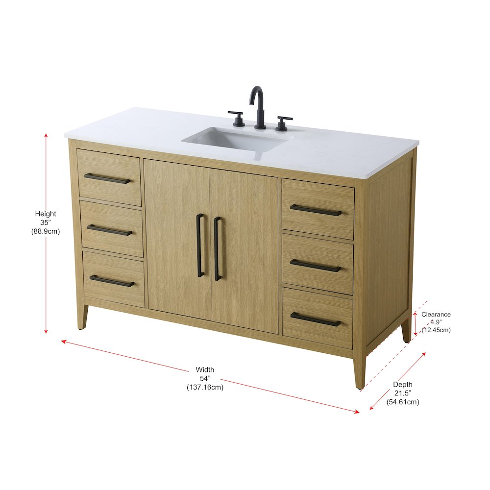 54 Inch Single Bathroom Vanity In Honey Brown. Picture 13
