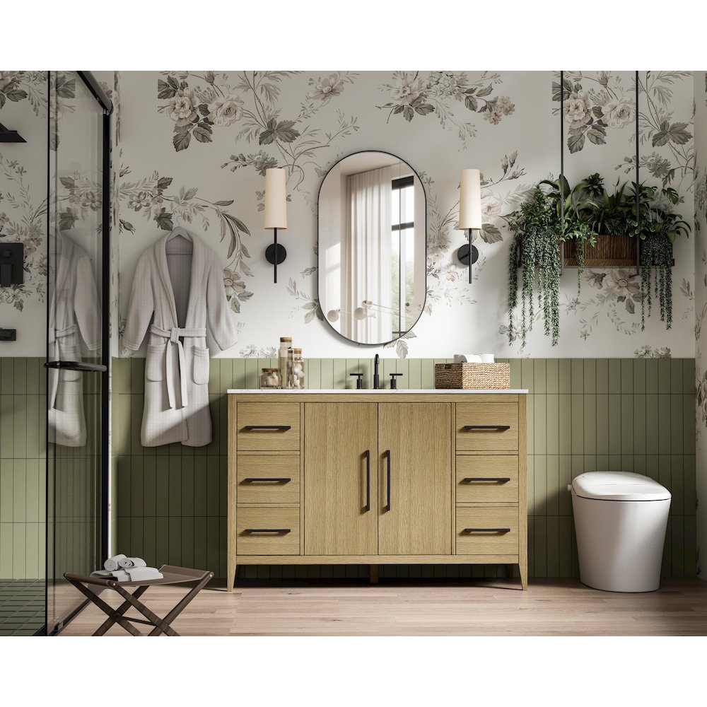 54 Inch Single Bathroom Vanity In Honey Brown. Picture 4