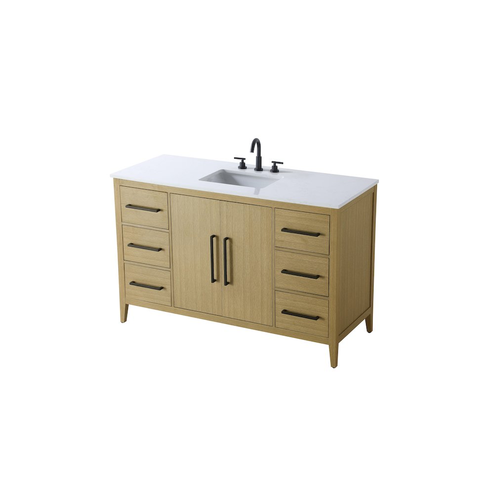 54 Inch Single Bathroom Vanity In Honey Brown. Picture 6
