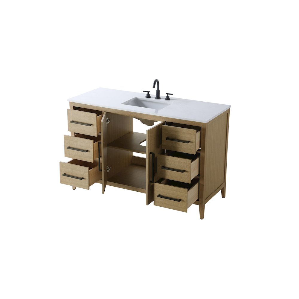 54 Inch Single Bathroom Vanity In Honey Brown. Picture 7