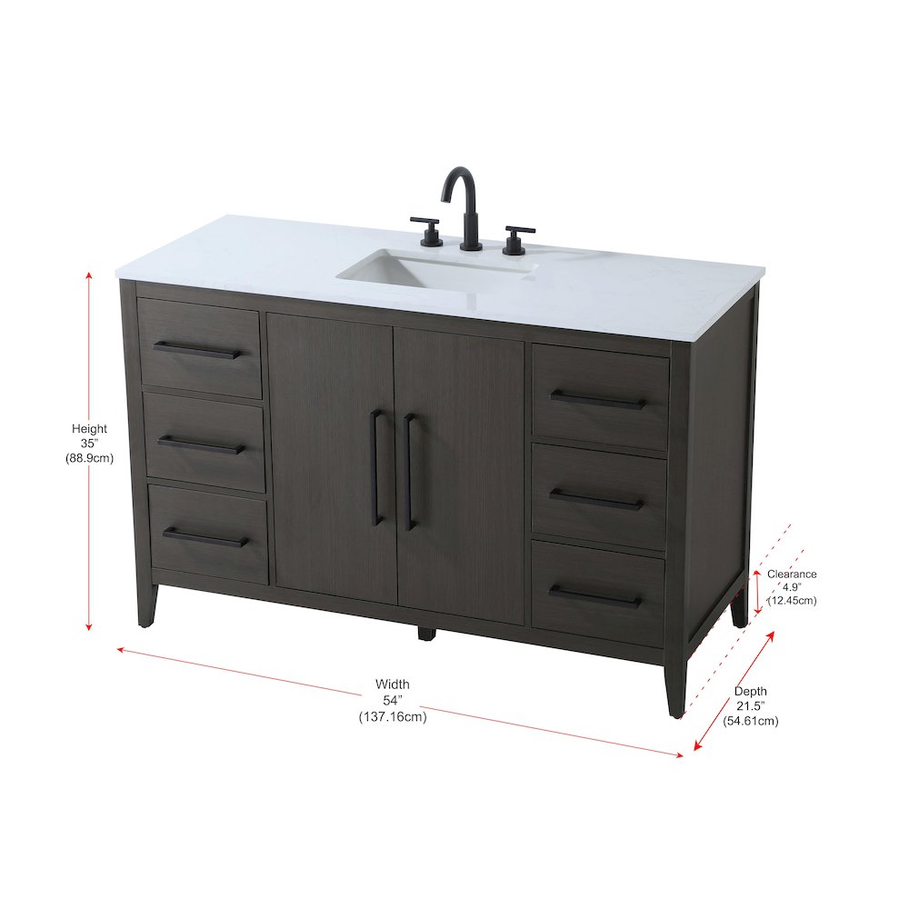 54 Inch Single Bathroom Vanity In Mocha Brown. Picture 13