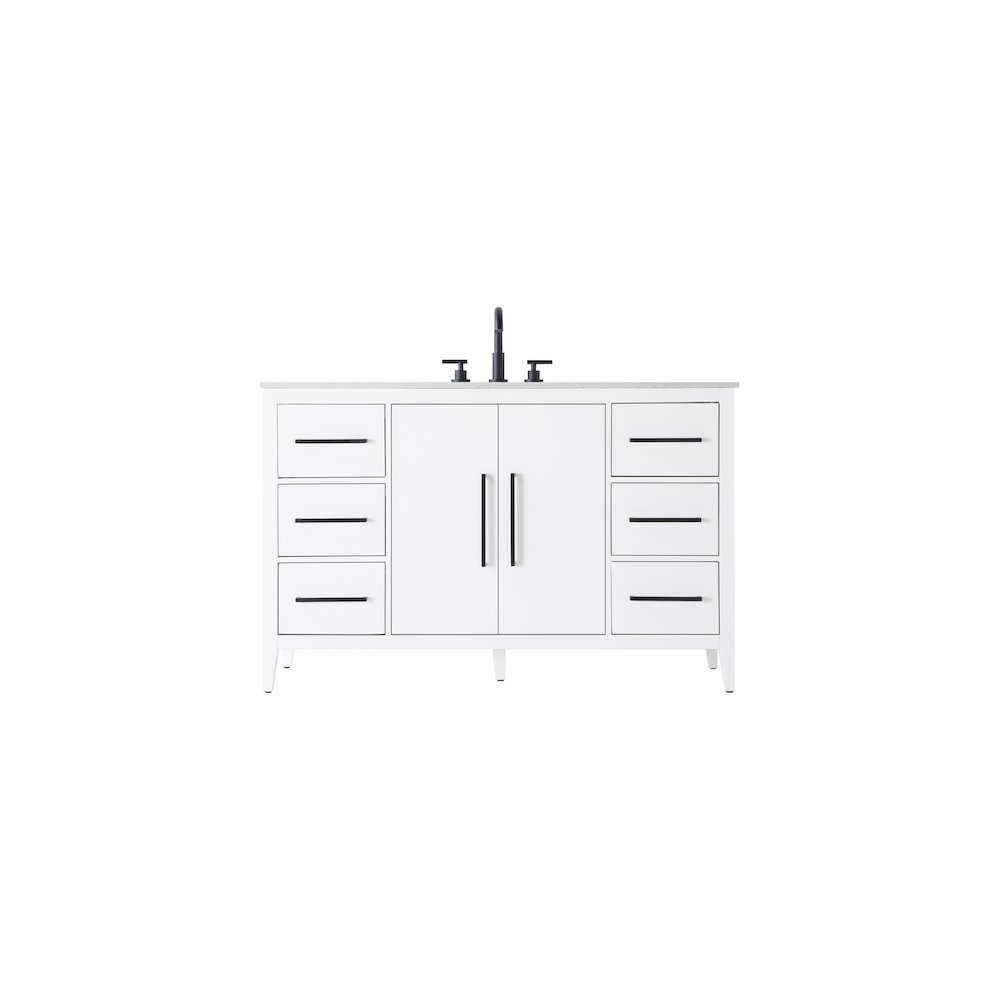 54 Inch Single Bathroom Vanity In White. Picture 1