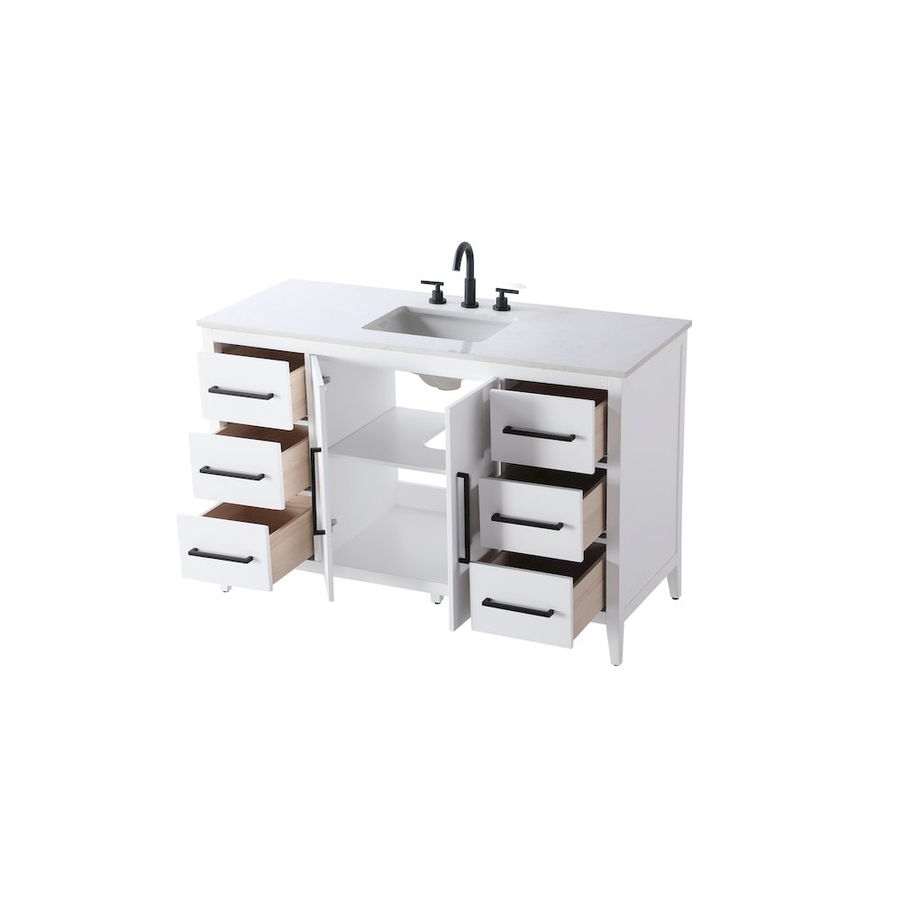 54 Inch Single Bathroom Vanity In White. Picture 7