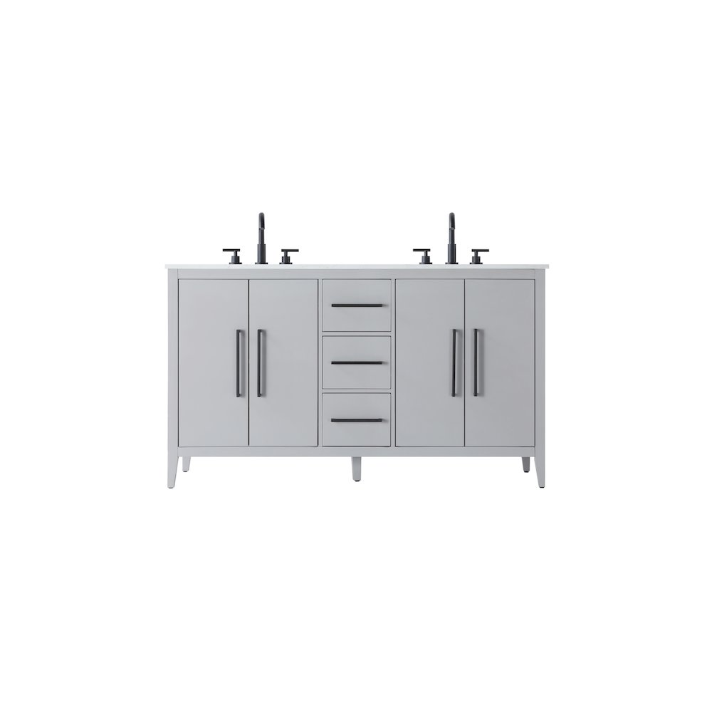 60 Inch Double Bathroom Vanity In Grey. Picture 1