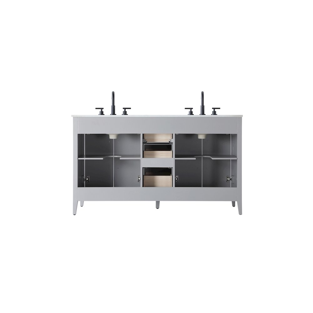 60 Inch Double Bathroom Vanity In Grey. Picture 12