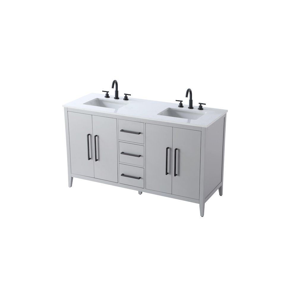 60 Inch Double Bathroom Vanity In Grey. Picture 6
