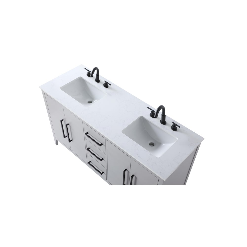 60 Inch Double Bathroom Vanity In Grey. Picture 8