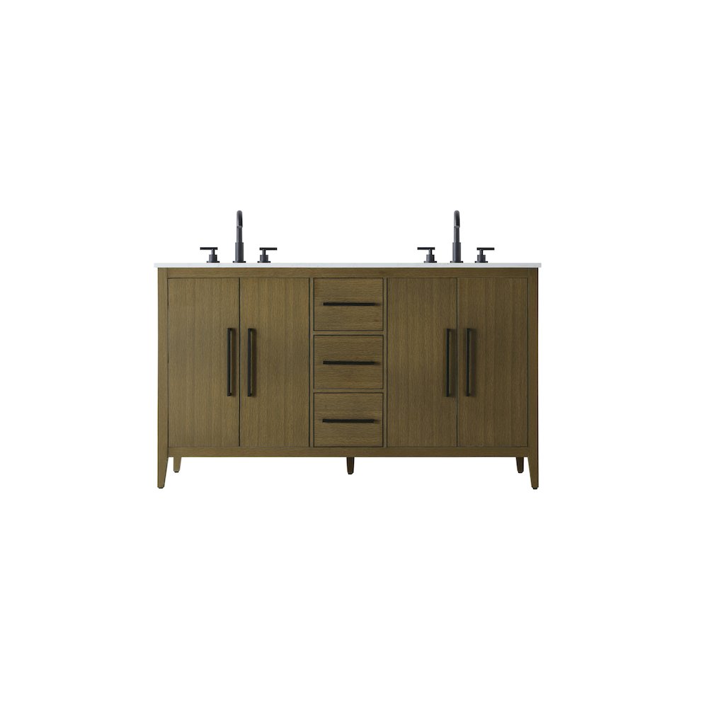 60 Inch Double Bathroom Vanity In Chestnut Brown. Picture 1