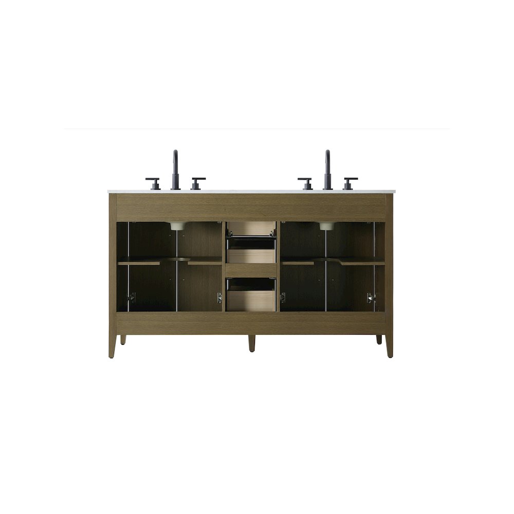 60 Inch Double Bathroom Vanity In Chestnut Brown. Picture 12