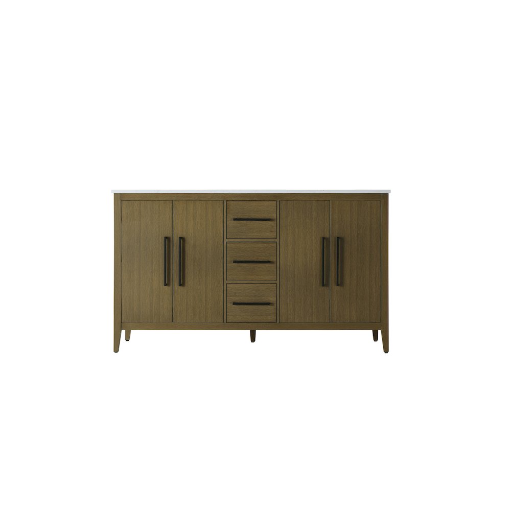 60 Inch Double Bathroom Vanity In Chestnut Brown. Picture 5