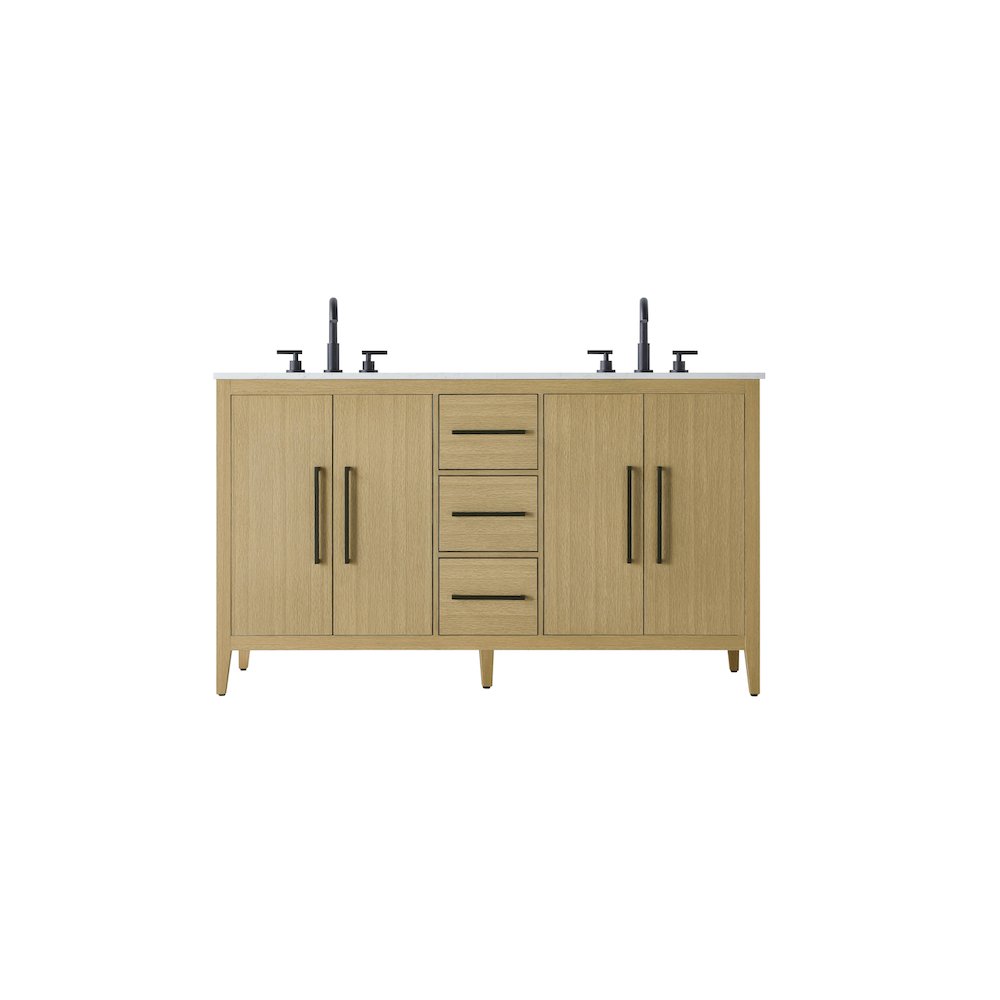 60 Inch Double Bathroom Vanity In Honey Brown. Picture 1