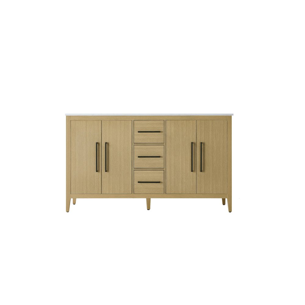 60 Inch Double Bathroom Vanity In Honey Brown. Picture 5