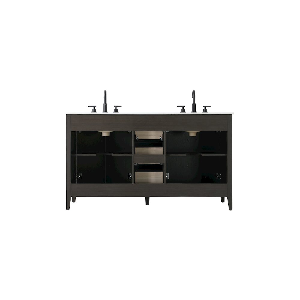 60 Inch Double Bathroom Vanity In Mocha Brown. Picture 12