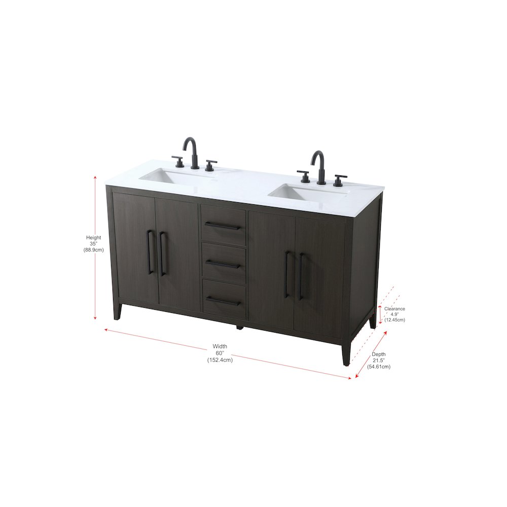 60 Inch Double Bathroom Vanity In Mocha Brown. Picture 13