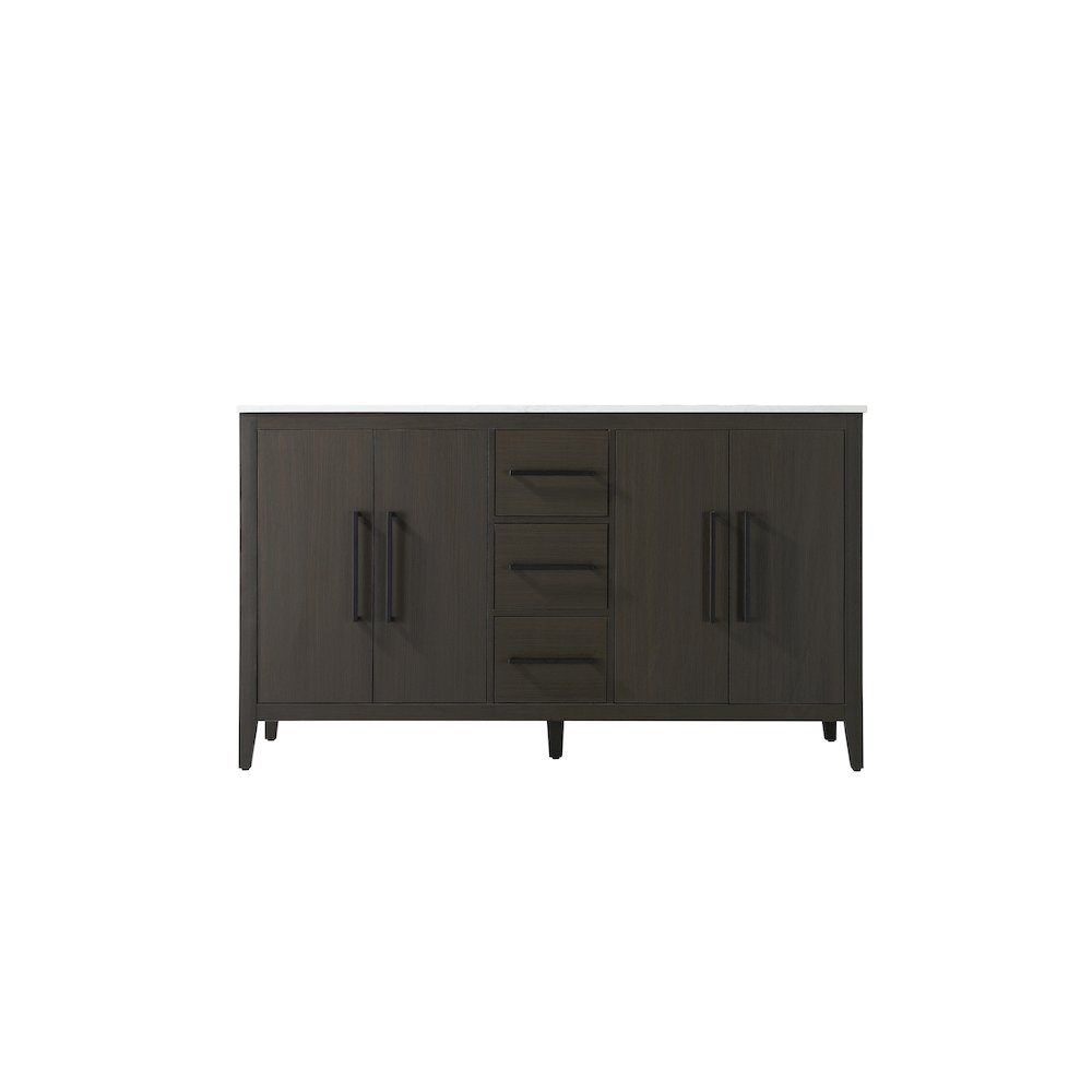 60 Inch Double Bathroom Vanity In Mocha Brown. Picture 5