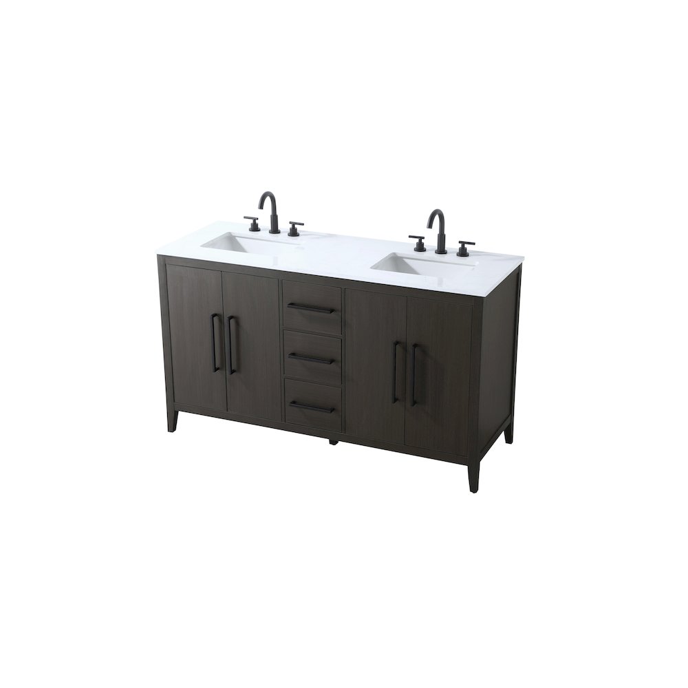 60 Inch Double Bathroom Vanity In Mocha Brown. Picture 6