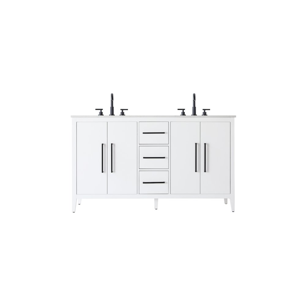 60 Inch Double Bathroom Vanity In White. Picture 1