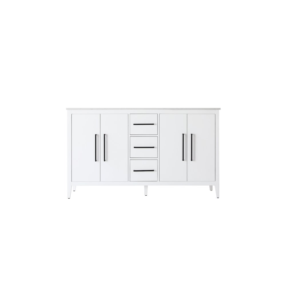 60 Inch Double Bathroom Vanity In White. Picture 5