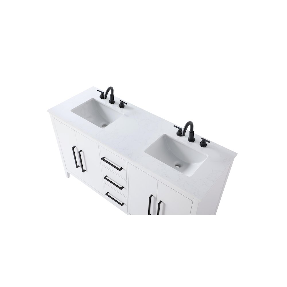 60 Inch Double Bathroom Vanity In White. Picture 8