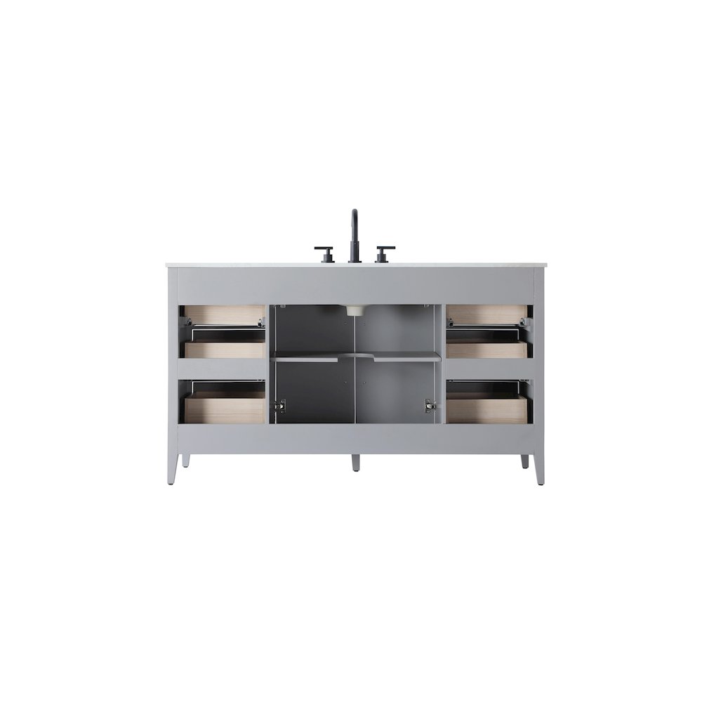 60 Inch Single Bathroom Vanity In Grey. Picture 12