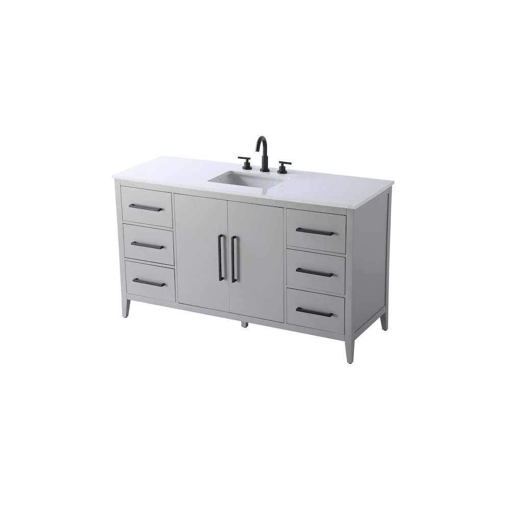60 Inch Single Bathroom Vanity In Grey. Picture 6
