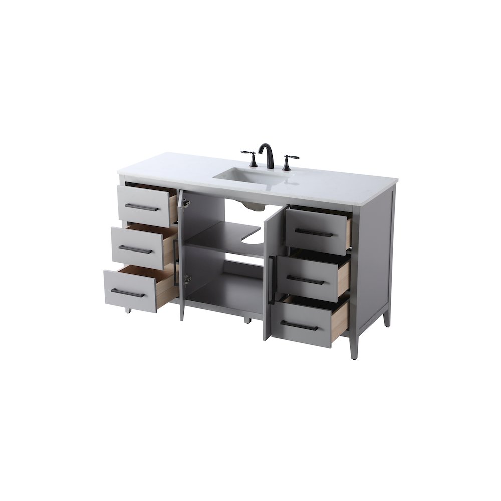 60 Inch Single Bathroom Vanity In Grey. Picture 7