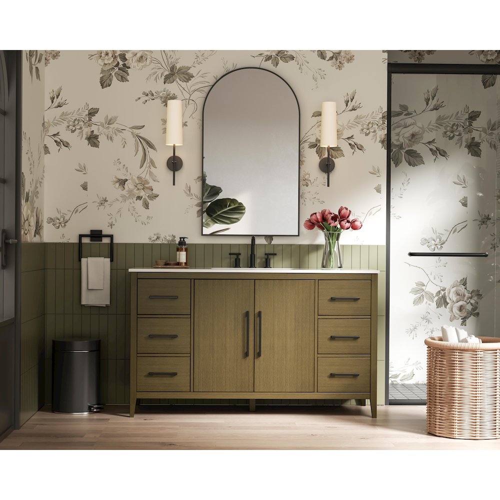 60 Inch Single Bathroom Vanity In Chestnut Brown. Picture 4