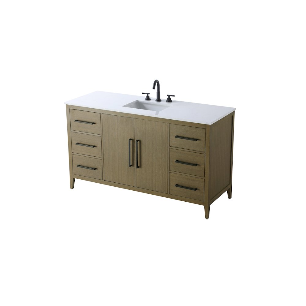 60 Inch Single Bathroom Vanity In Chestnut Brown. Picture 6