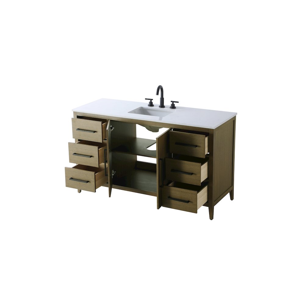 60 Inch Single Bathroom Vanity In Chestnut Brown. Picture 7