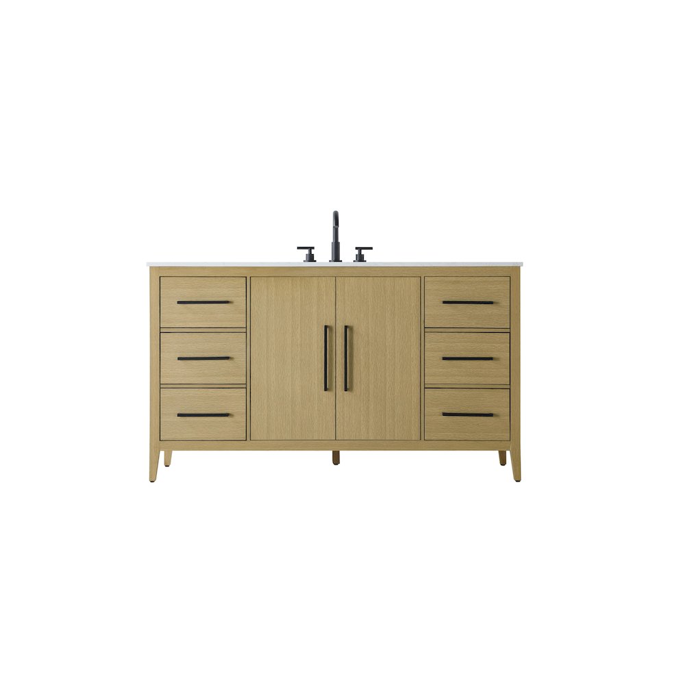 60 Inch Single Bathroom Vanity In Honey Brown. Picture 1