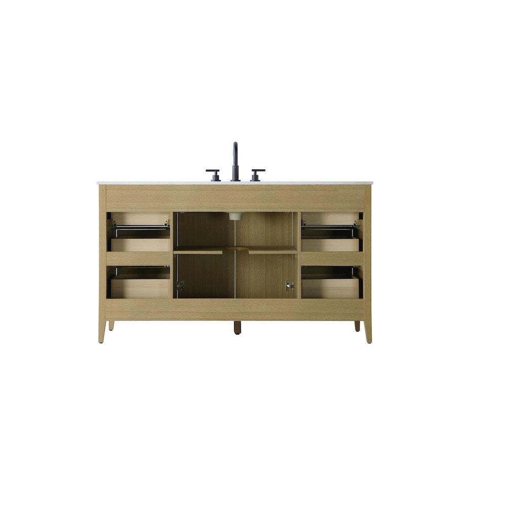60 Inch Single Bathroom Vanity In Honey Brown. Picture 12