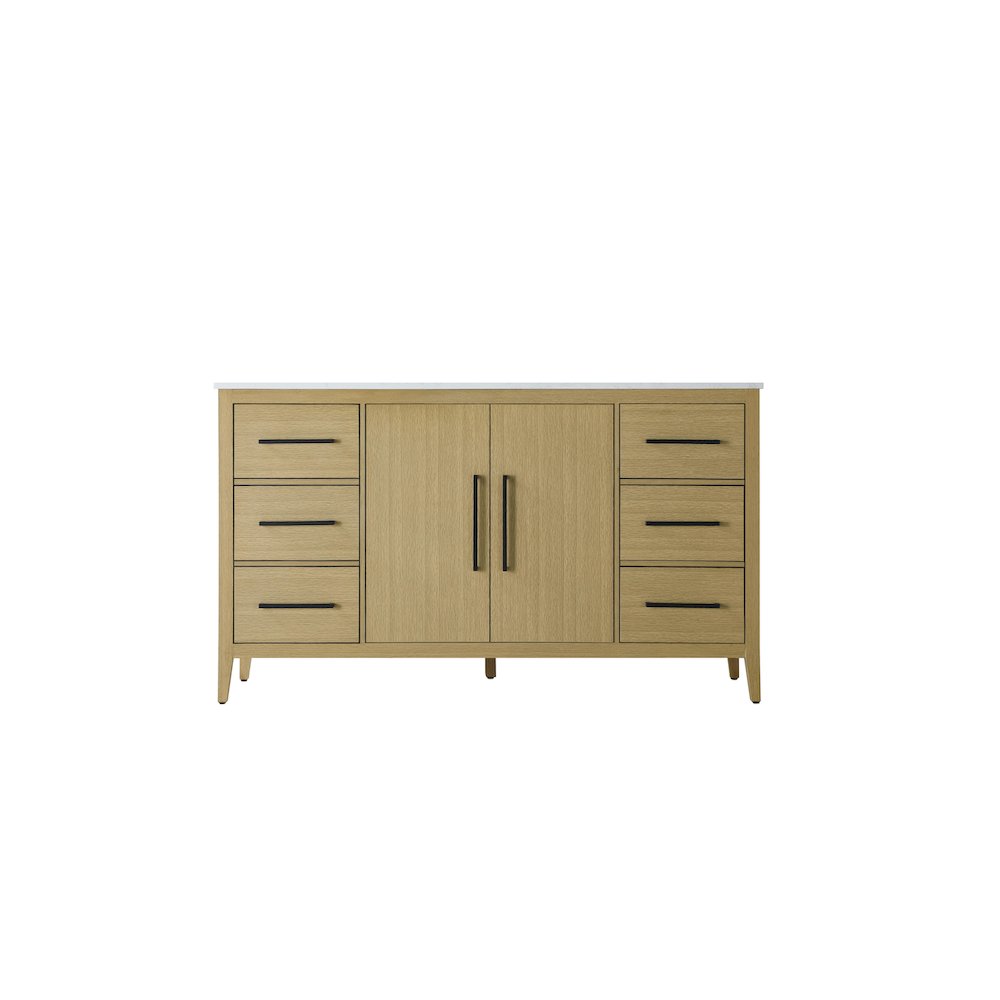 60 Inch Single Bathroom Vanity In Honey Brown. Picture 5