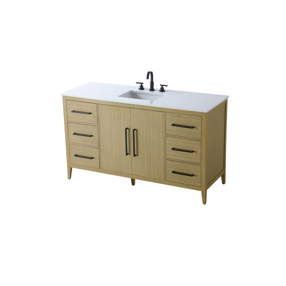60 Inch Single Bathroom Vanity In Honey Brown. Picture 6