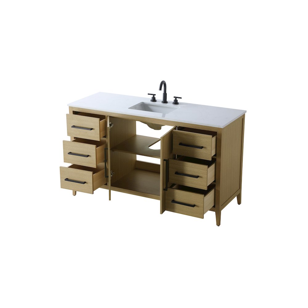 60 Inch Single Bathroom Vanity In Honey Brown. Picture 7