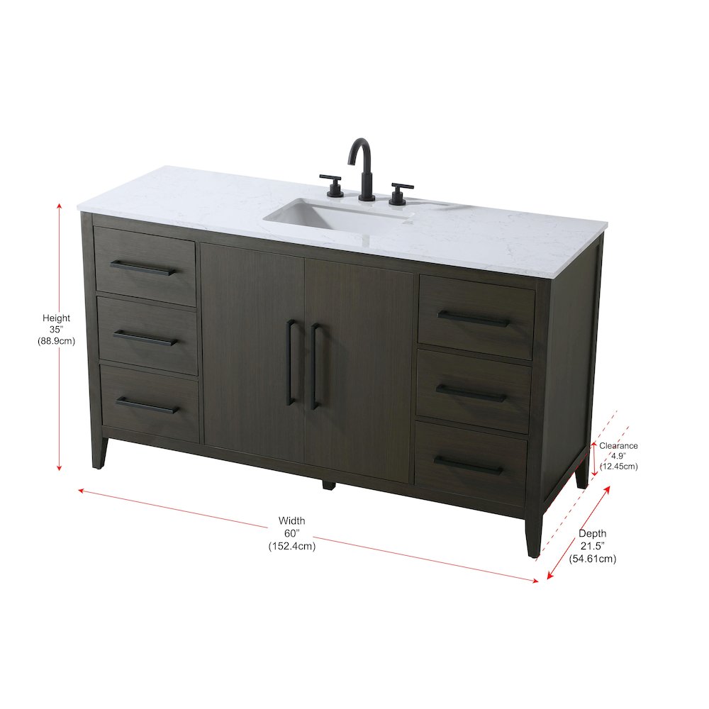 60 Inch Single Bathroom Vanity In Mocha Brown. Picture 13