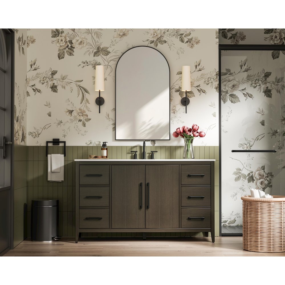 60 Inch Single Bathroom Vanity In Mocha Brown. Picture 4