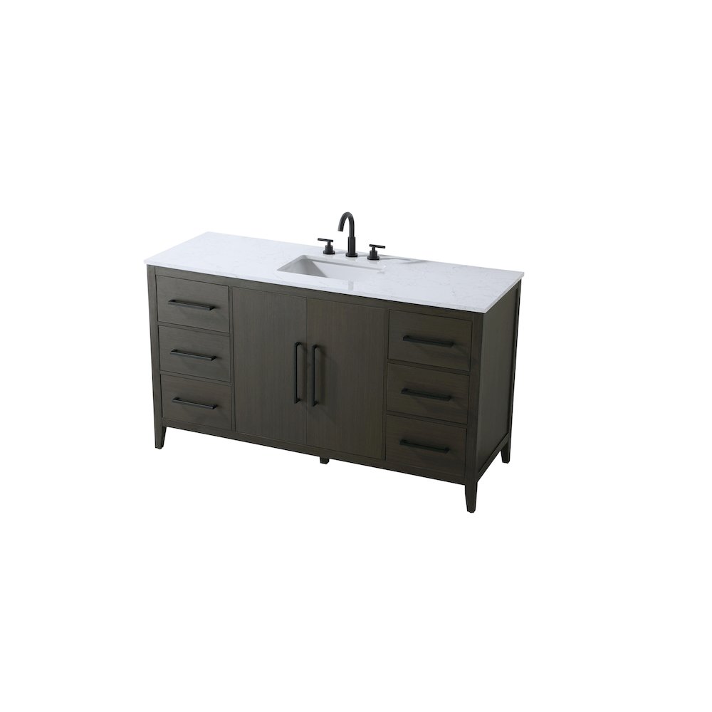 60 Inch Single Bathroom Vanity In Mocha Brown. Picture 6