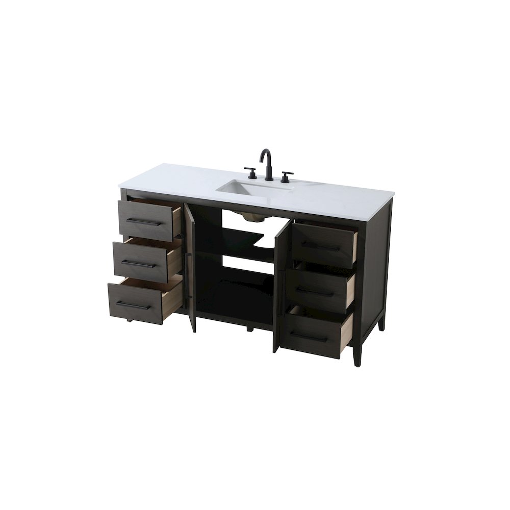 60 Inch Single Bathroom Vanity In Mocha Brown. Picture 7