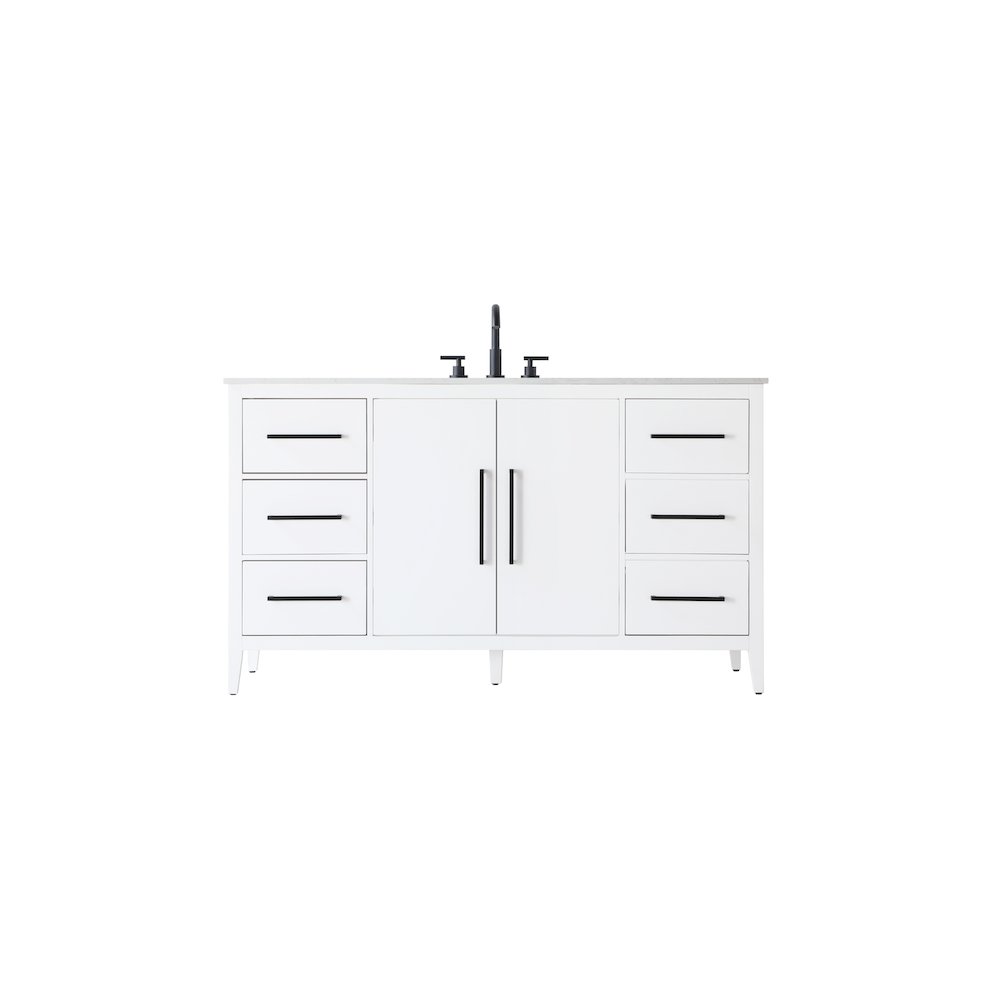 60 Inch Single Bathroom Vanity In White. Picture 1