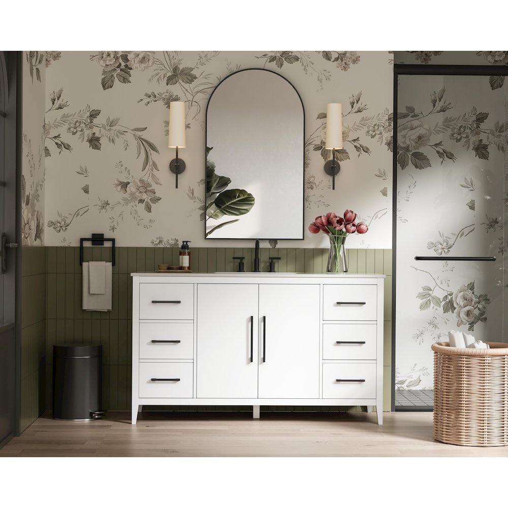60 Inch Single Bathroom Vanity In White. Picture 4