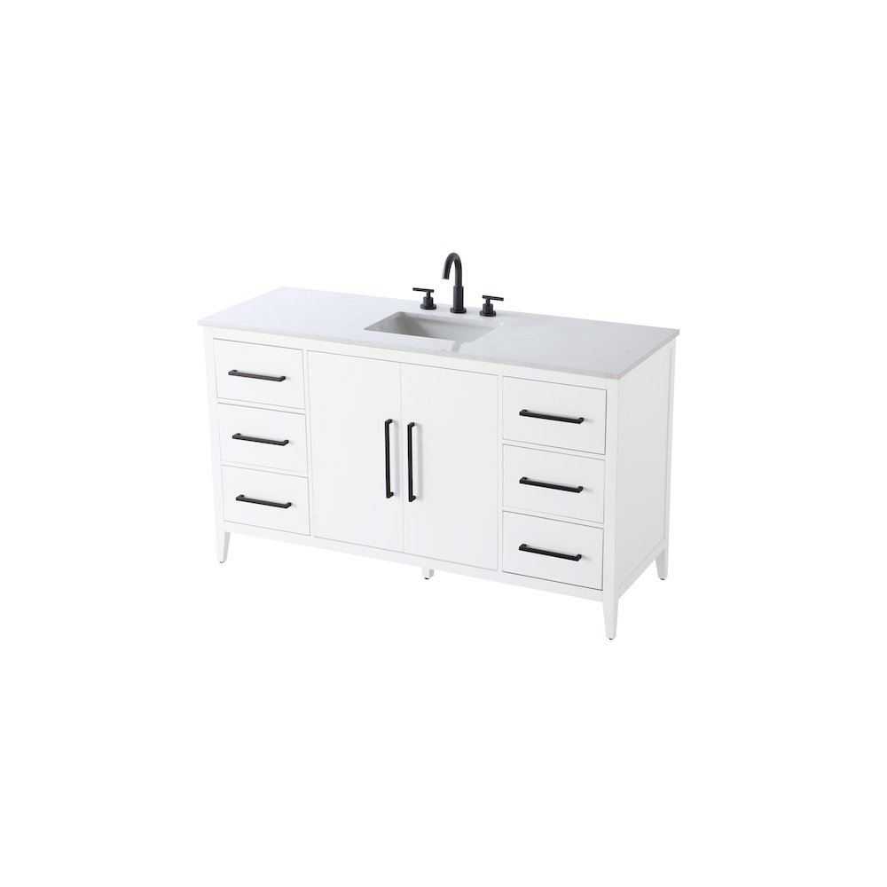 60 Inch Single Bathroom Vanity In White. Picture 6