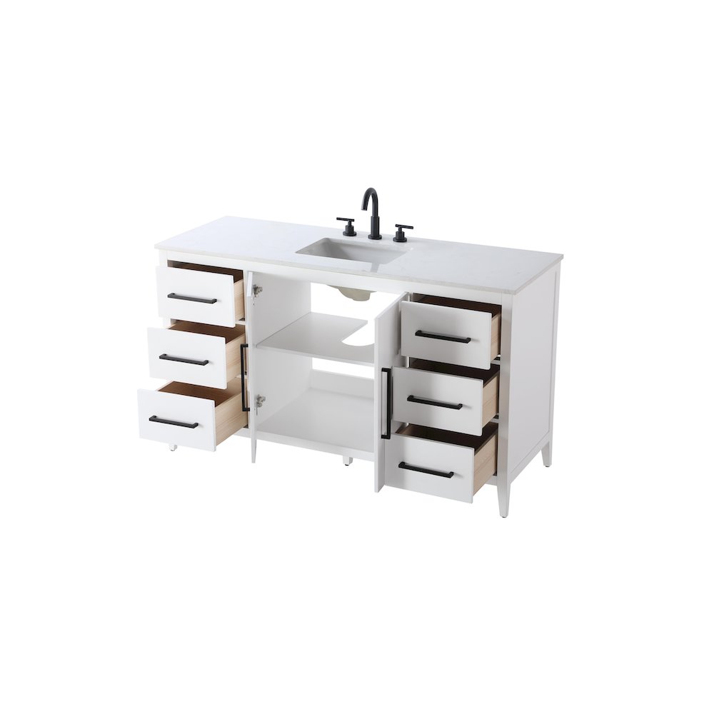60 Inch Single Bathroom Vanity In White. Picture 7
