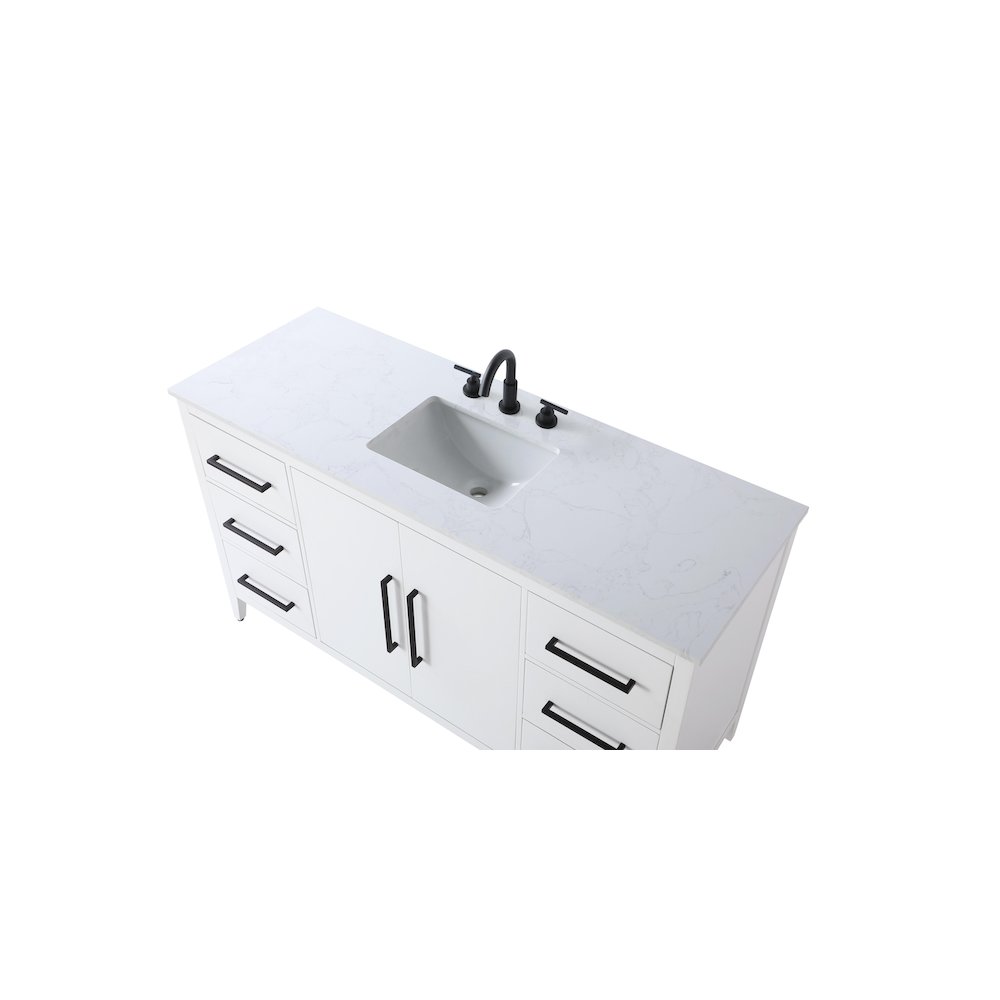 60 Inch Single Bathroom Vanity In White. Picture 8