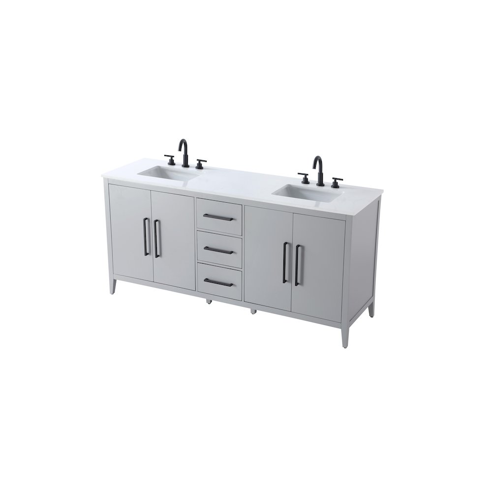 72 Inch Double Bathroom Vanity In Grey. Picture 6